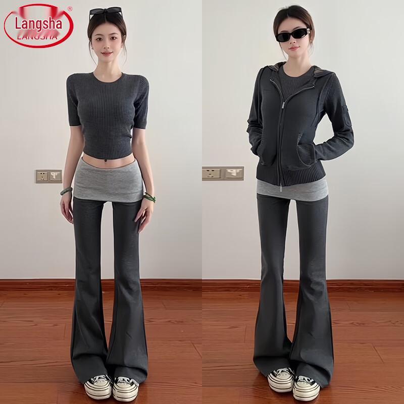 

Women s High-Waist Spliced Flared Yoga Pants XL