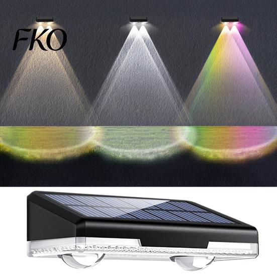 Warm White Solar Wall Light Washer Lights, Outdoor Light, Waterproof Garden LED Lamp Step Lights Rechargeable with Color Changing RGB, Landscape