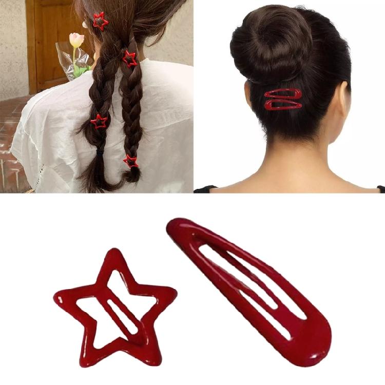 20 Pcs Sweet Cool Hair Clip Red Star Hairpins Styling Hair Accessories Snap Clip