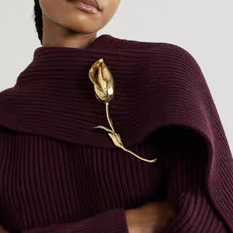 Fashionable Retro Tulip Brooch For Women Girls Exquisite Light Luxury Suit Pins Versatile Corsage Clothing Accessories Gifts