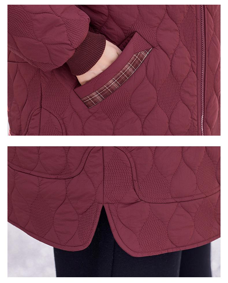 Mom's Stylish Plus Velvet Hooded Cotton Jacket - 2025 Winter Fashion for Middle-Aged and Elderly Women