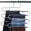 MultiFunctional Stainless Steel Trouser Hanger 5 Layers Pant Storage Cloth Rack S-type Non-slip Drying Rack Bathroom Organizer