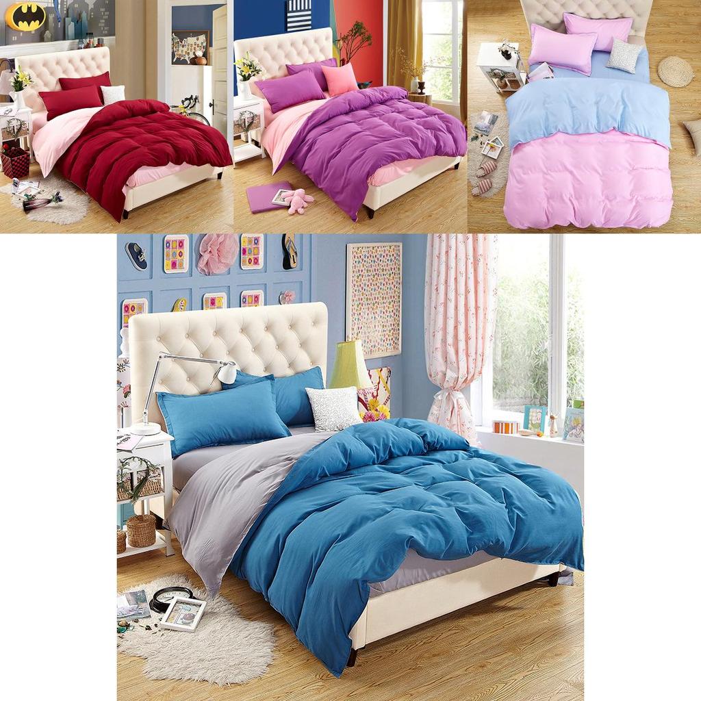 Luxuriöse einfarbige Bettdeckenbezug Steppdecke Twin Queen King Size Uni Bettwäsche-Set