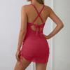 Women's New Sleeveless Deep V-Neck Fashion Hollow Printed Halter Neck Strap Split Swimsuit