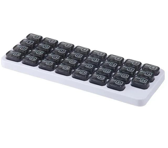 UNTIOR Dispenser Container Box Holder Organizer Weekly 31 Grids Monthly Pill Box Removable Keyboard Shape Medicine Pill Case