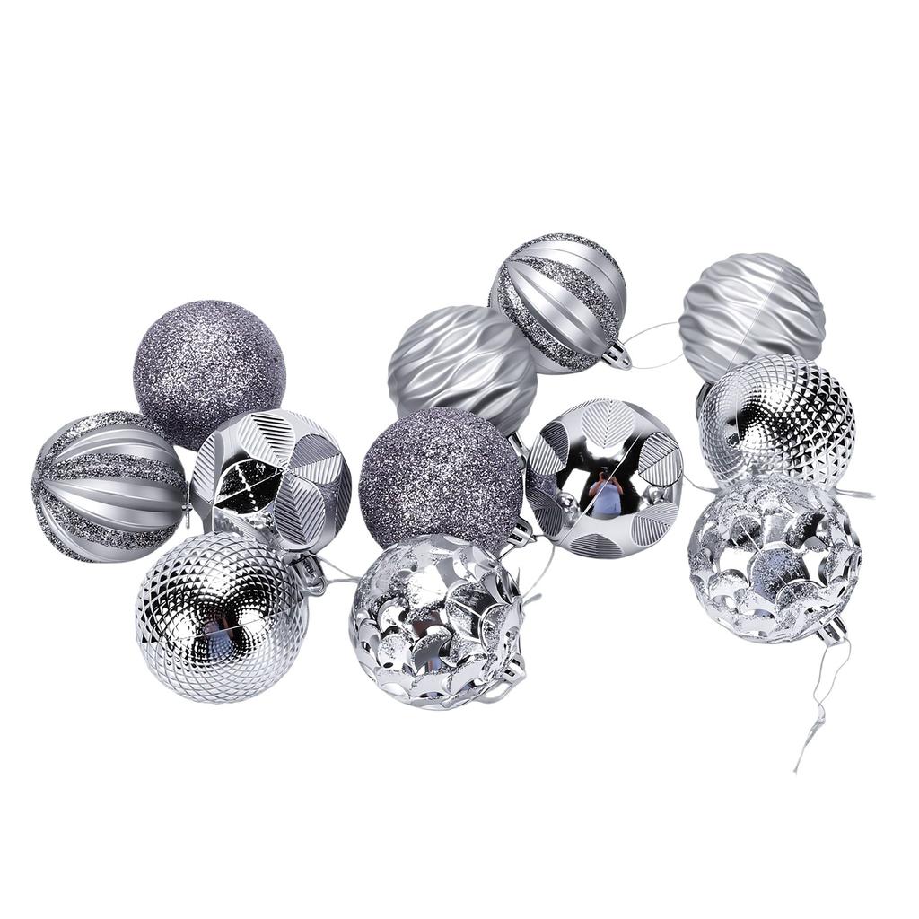 12 Pcs Xmas Ball Ornaments Set 6cm Plastic Hanging Ball Ornaments for Tree Wreath Door Window