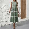 Sleeveless Women's Dress Casual Flowy A-Line Midi Tshirt Dresses With Pockets Crewneck Vocation Boho Beach Sundress