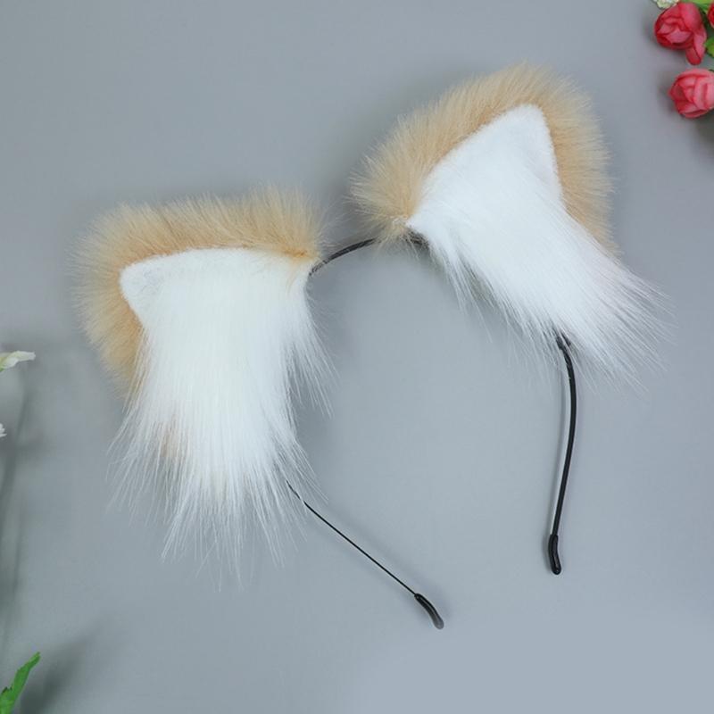 Plush Cats Ears Headbands Anime Costume Headwear Lovely Animal Ear Hair Hoop for Parties Weddings Cosplay