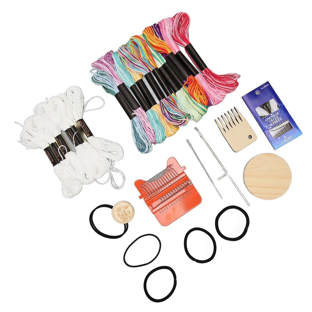 Mini Loom Machine 14 Hooks 18 Colors Threads Easy Operation Portable Mini Darning Loom for Handicraft DIY Repair