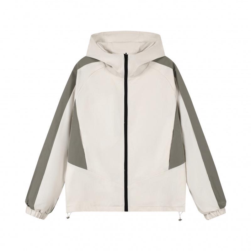 

Men s Reversible Color Block Windproof Hooded Workwear Jacket for Outdoor Sports L off білий колір