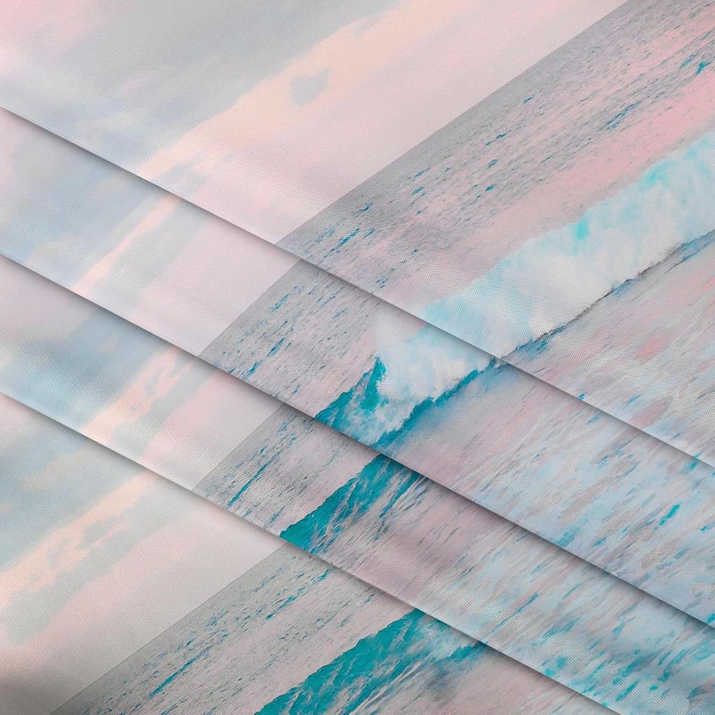 LB Ocean Pink Sky Tapestry, Teal Sea Ocean with Pink Cloud Wall Tapestry for Bedroom, Pastel Nature Landscape Wall Hanging Tapestry Wall Art for