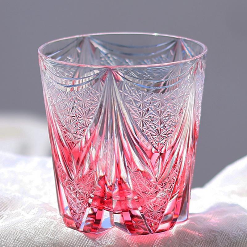 320 ml Handcrafted Black Whiskey Glass Tumbler Edo Kiriko Cut Ambition Design Barware for Gift