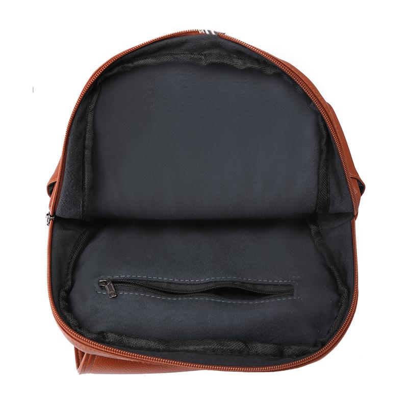 Women's Solid Color Schoolbag Large Capacity Soft Leather Backpack Female Travel Bag