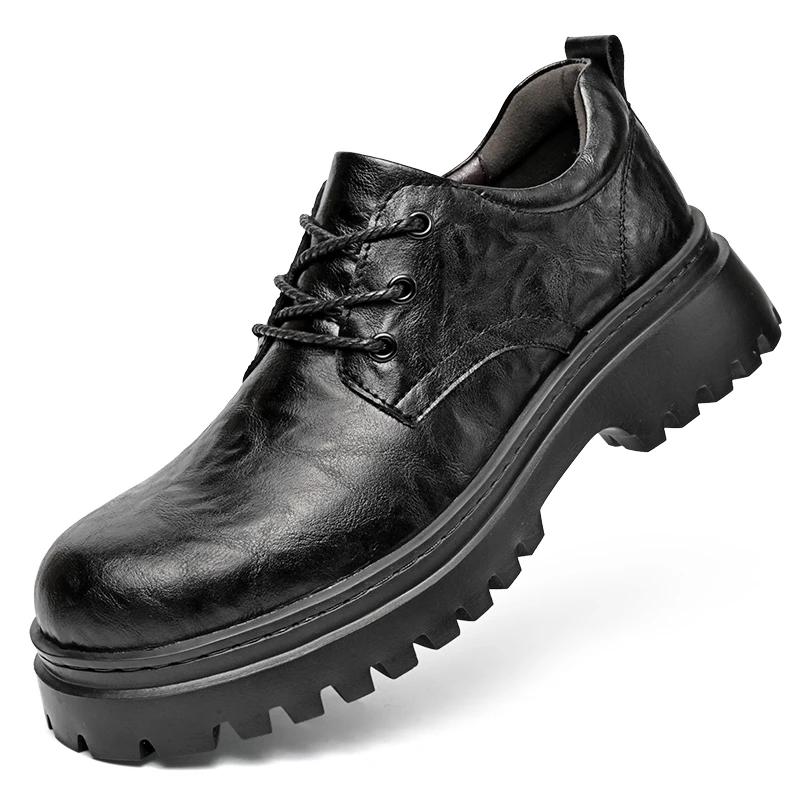Fashion Male Casual Genuine Leather Wedding Party Footwear Men Formal Business Shoes Thick Soled Oxford Shoes Luxury Men's Dress Shoes