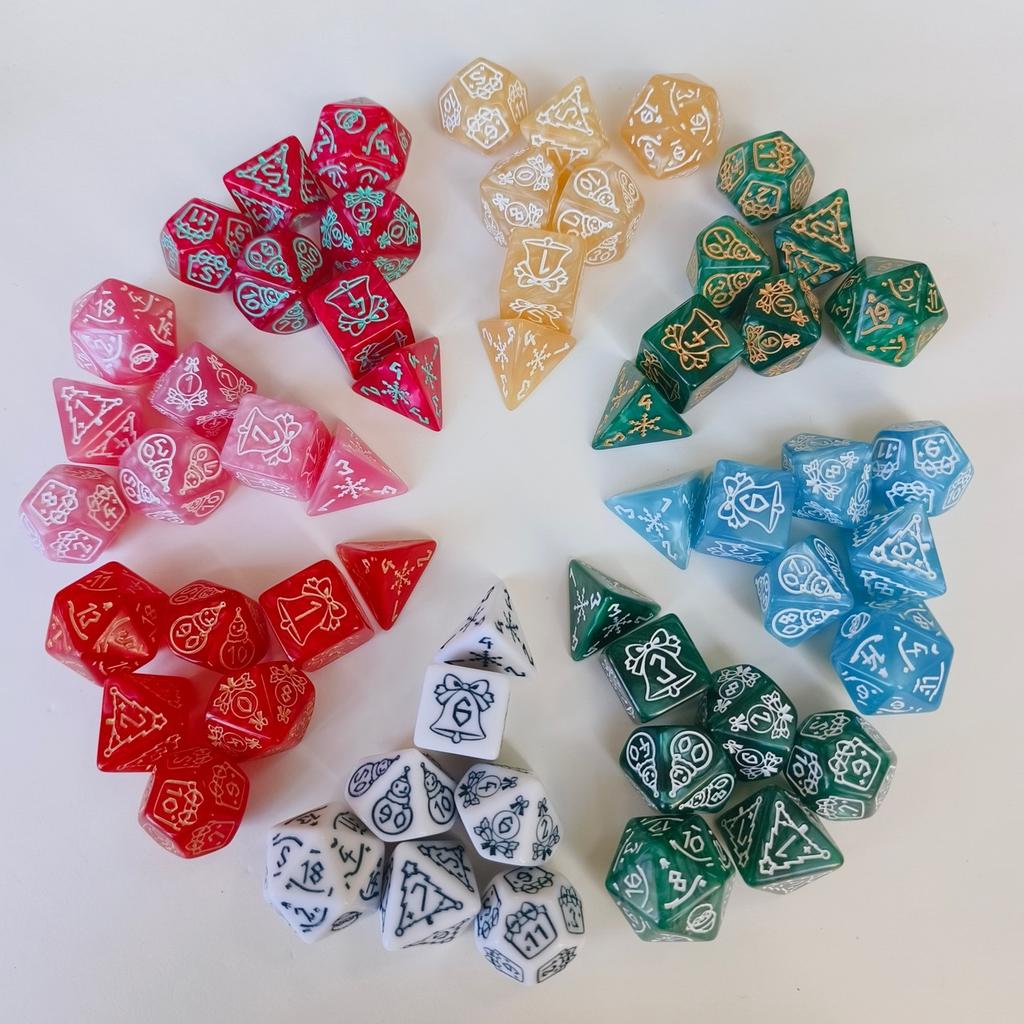 7pcs/set New Snowman Christmas Tree Pattern Christmas Dice DND Number Dice Running Team Board Game Dice Set Christmas Supplies