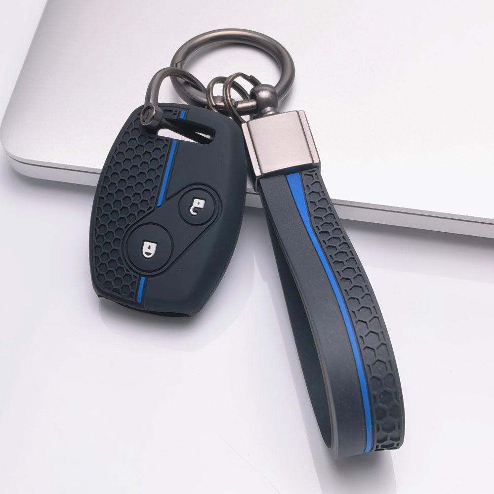 Premium Silicone Car Key Fob Cover For Honda Fit Civic Accord CRV HRV Jazz With Keychain Soft Silicone Car Interior Accessories Anti-Scratch