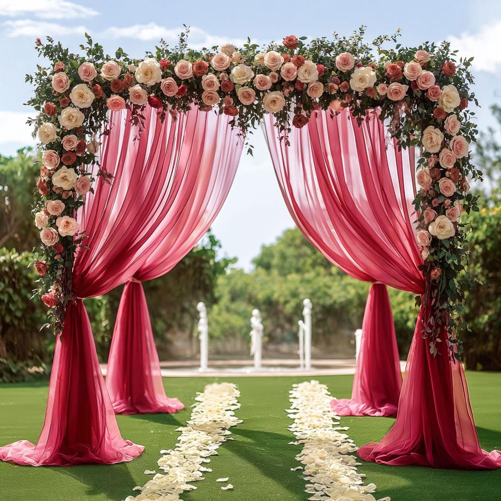 5/10M Organza Tulle Sheer Fabric Backdrop Curtain, Modern Organza Outdoor Party Decor Chair Decoration For Wedding, Party Decor