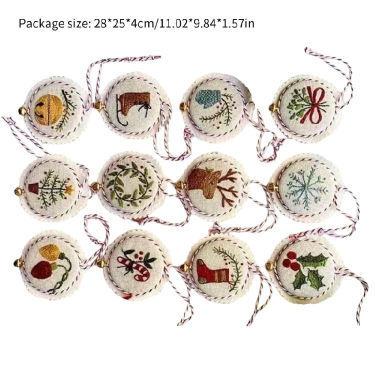 Handmade Festival Embroidery Ornament Craft For Christmas Decoration Includes Step By Step Instruction Needle Thread