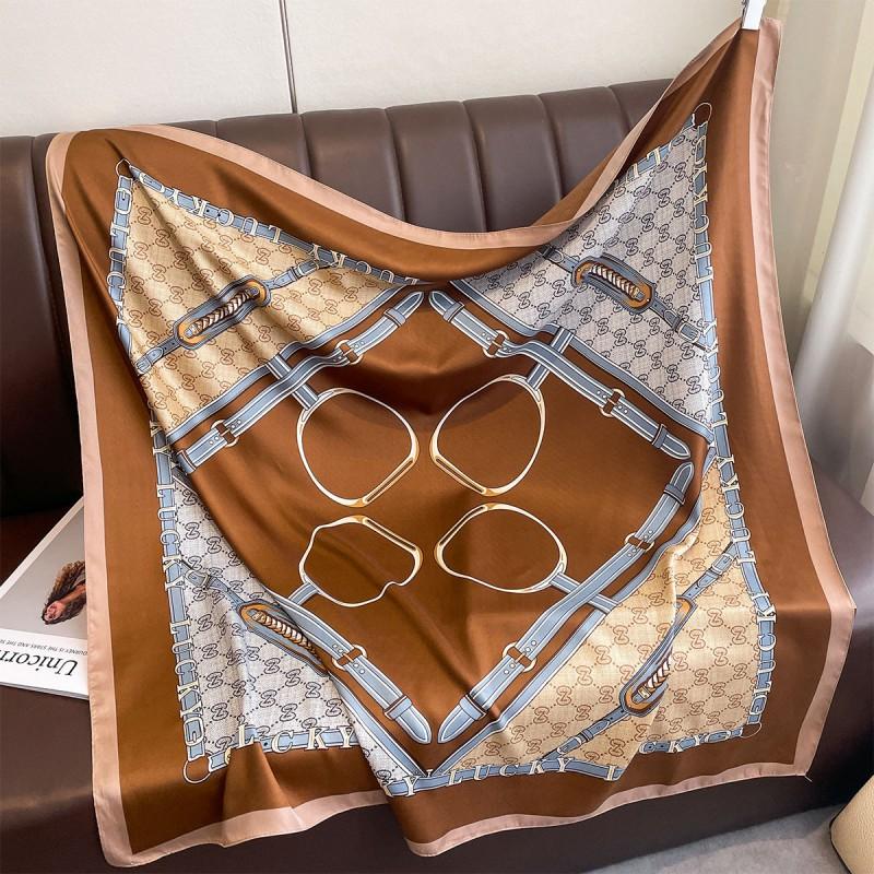 Lightweight 90x90cm Square Scarf Women Navy Style Sun Protection Silk-Like Feel Wear Chic Versatile Accessory