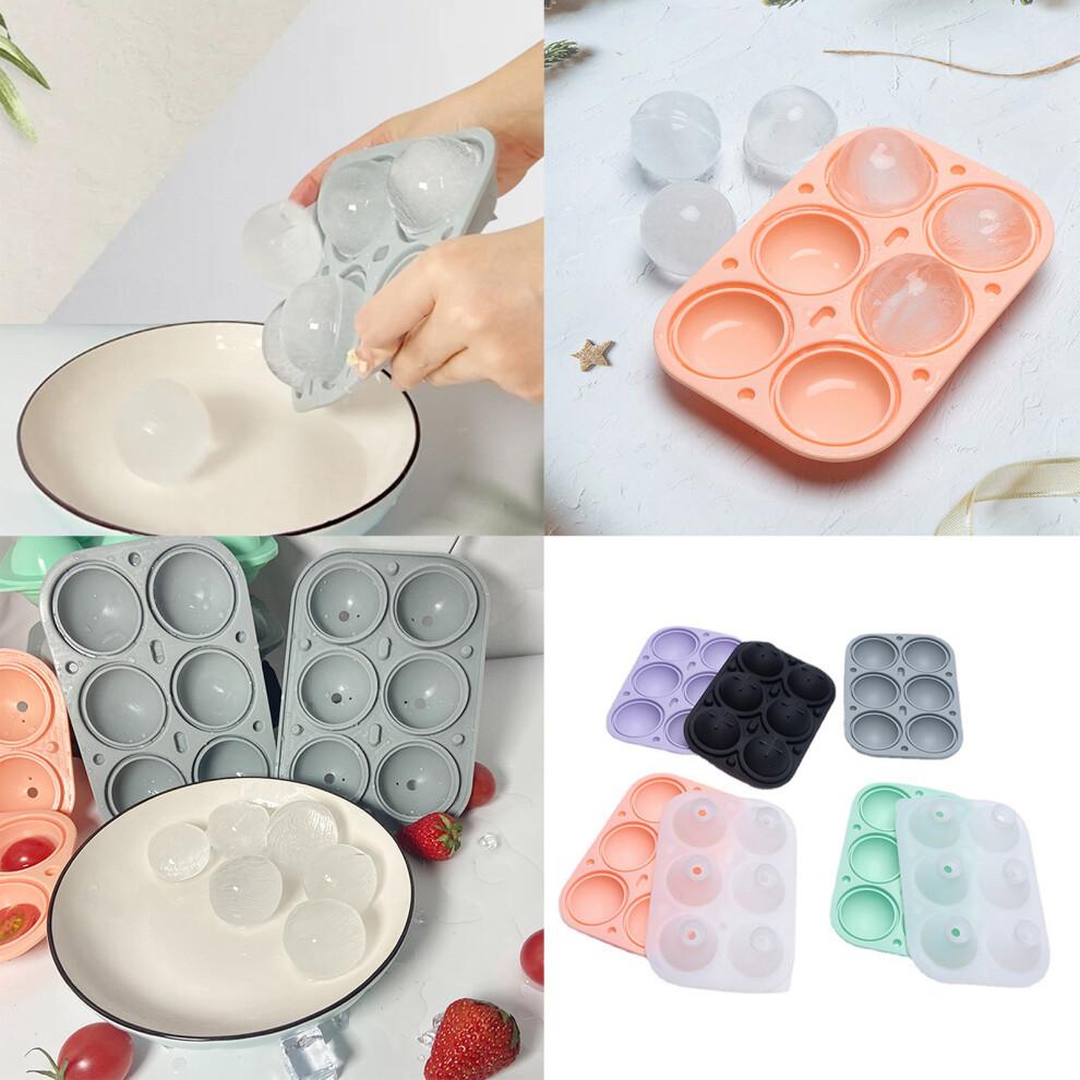 6 Cavity Ice Cubes Molds Silicone Tray for Coffee-peach