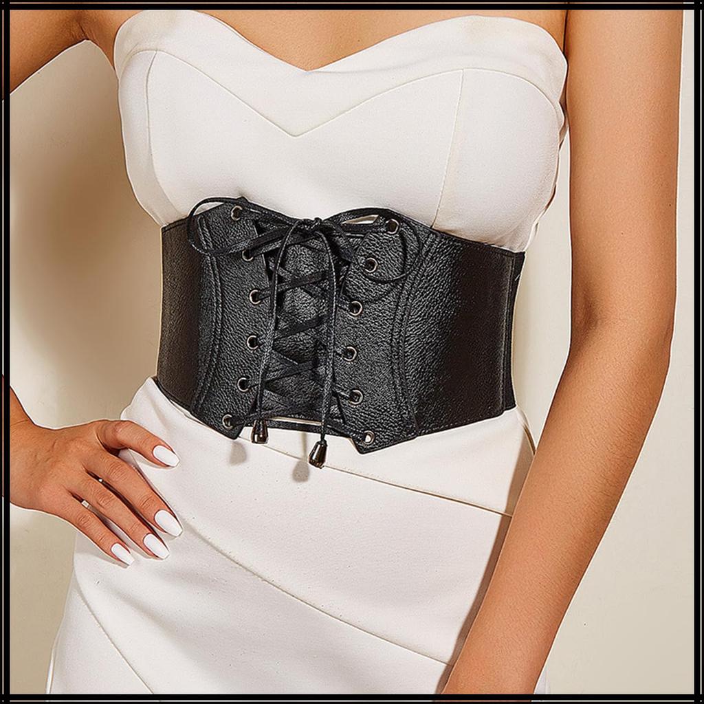 Corset Fashion Girdle Black Gothic Lolita Accessory BT549 [White Fang] Lace-up Women's (Black)