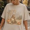Fall Bear Shirt, Cozy Autumn Tee, Vintage Bear Graphic Shirt, Pumpkin Season Top, Coffee Lover Gift, Cottagecore Fall Shirt for Women