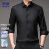 ROMON Men's Silk-Blend Business Casual Non-Iron Long Sleeve Shirt