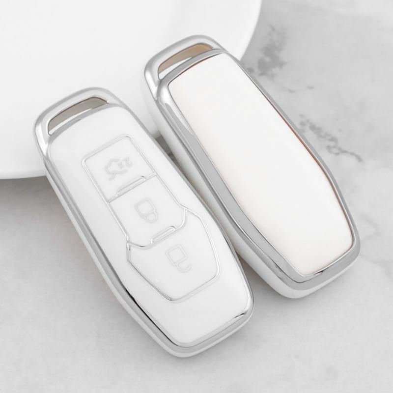 3 Bottons Silver Tpu Auto Key Fob Cover Case Fit For Ford Fusion Fiesta Mondeo Ecosport Kuga Escort Everest Ranger F-150 F150 Auto Accessories
