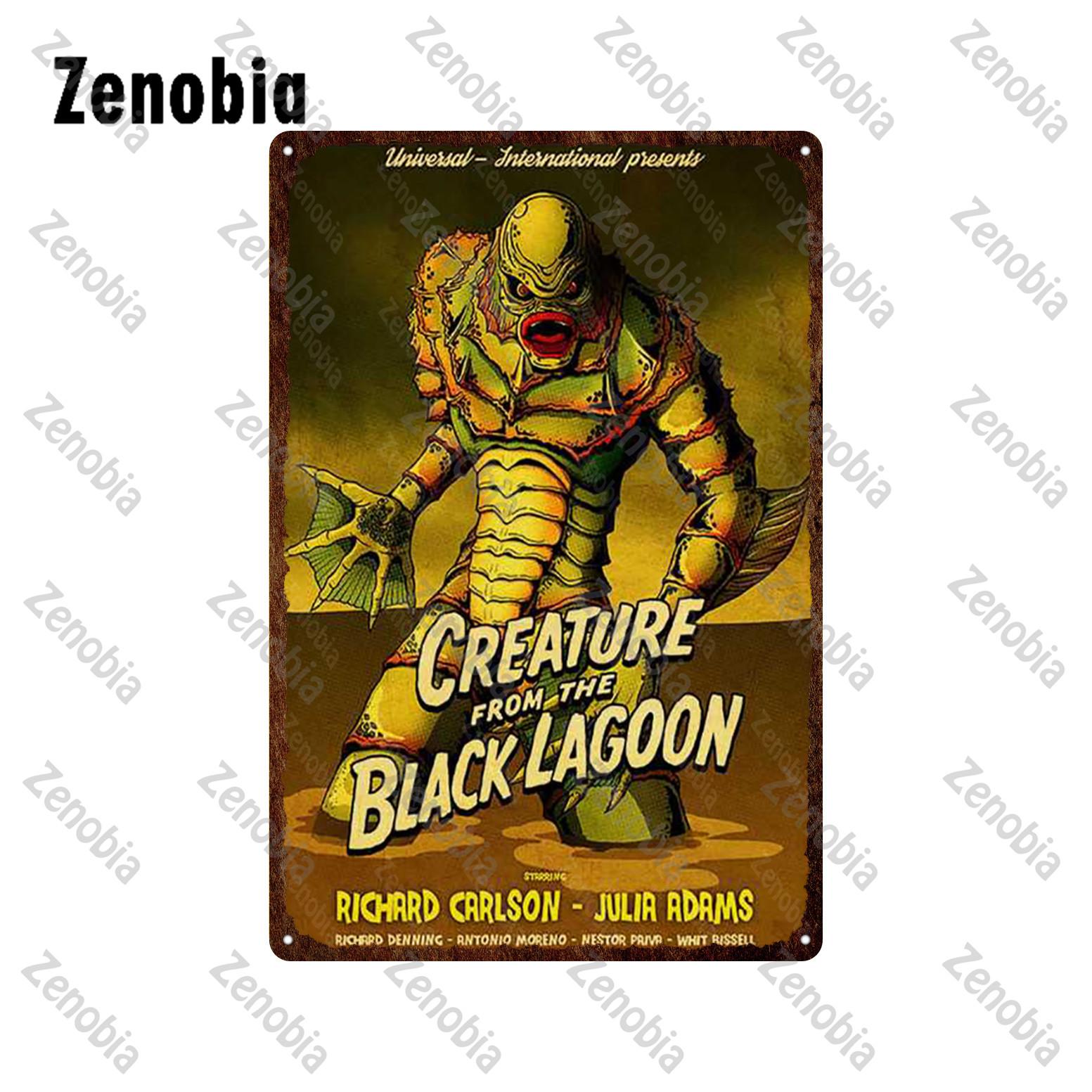 

Металлические знаки для фильмов «Существо из Черной лагуны» Жестяная табличка «Монстр», «Триллер», «Саспенс», Фильм, Винтажная табличка для бара, паба, домашнего декора 20x30cm