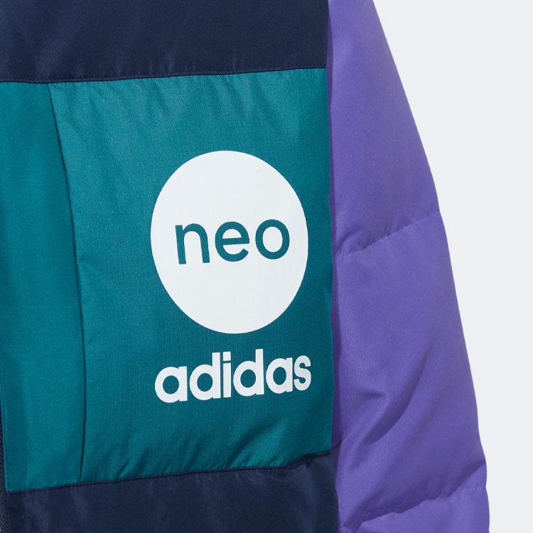 Adidas Neo Printed Logo Zip Hooded Down Jacket Unisex Outerwear Purple HN4781