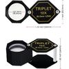 Lupa 10x Joyería Lupa con Lente Triplete, Diseño Hexagonal Negro Acromático para Inspección de Gemas, Sellos, Monedas