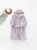 2025 Korean Flannel Kids' Embroidered White Rabbit Hooded Bathrobe