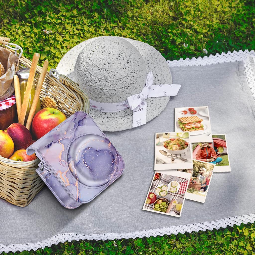 Fintie FUJIFILM instax mini 12 Fotocamera Istantanea Protettiva Full PU Antigraffio con Spallaccio Portatile Custodia X Marmo, Copertura, Protezione, Pelle, Resistente,