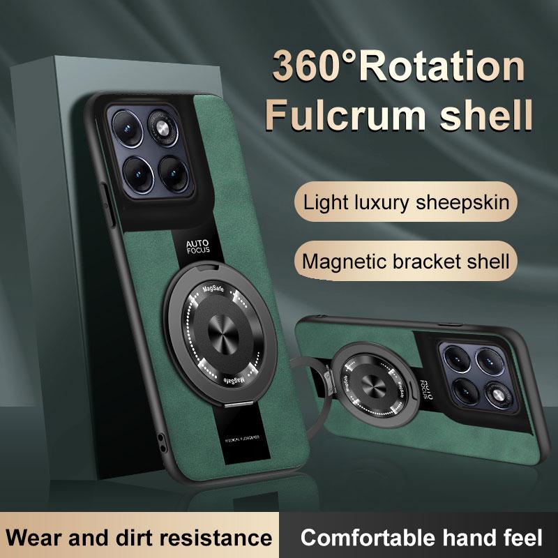 Retro PU Leather Magnetic Cover For Motorola Edge 70 60 50 Fusion Pro Neo 360° Rotatable Ring Stand Case For Motorola Signature
