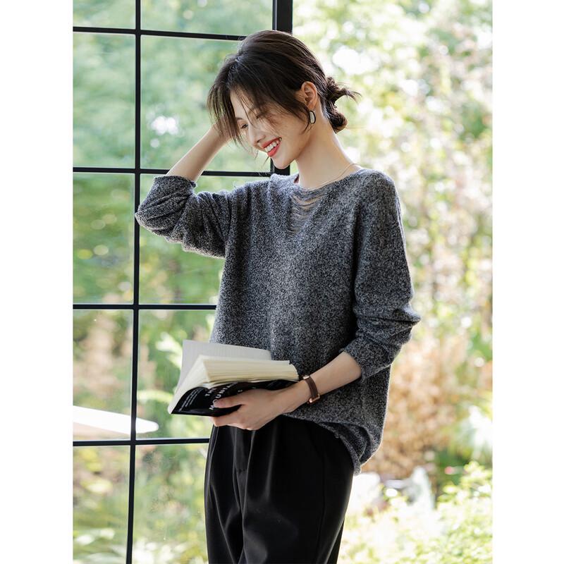 Mokana Women's V-Neck Long Sleeve Wool Sweater