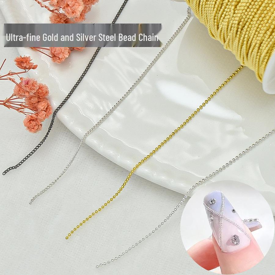 Luxury Spicy Girl Nail Art Metal Bead Chain Decoration - Gold & Silver DIY Nail Accessories