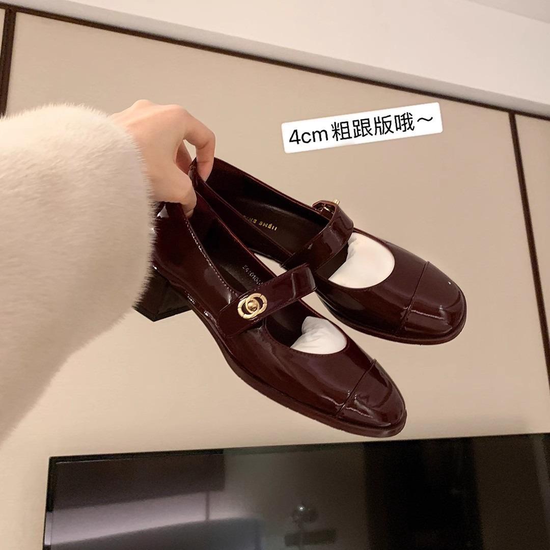 

Sheepskin version~ Xiaoxiangfeng thick heel round head Mary Jane shoes women s British style black small leather shoes versatile leather single shoes 40