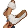 Large Size Slope Heel Beach Slippers Summer New Fish Mouth Flower Comfortable Outdoor Beach Shoes Women