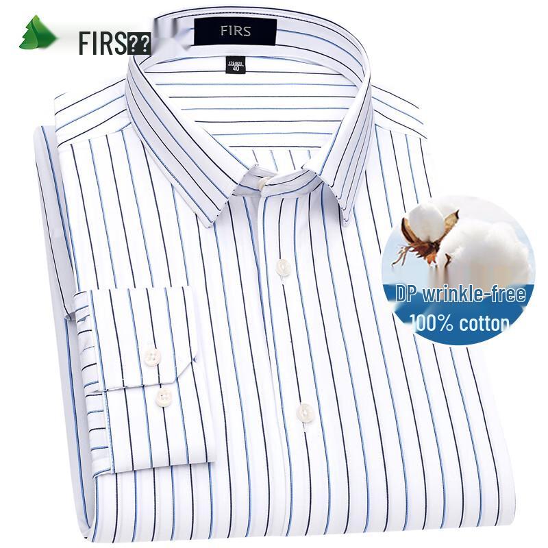 FIRS Men's DP Wrinkle-Free Pure Cotton Business Long-Sleeve Shirt