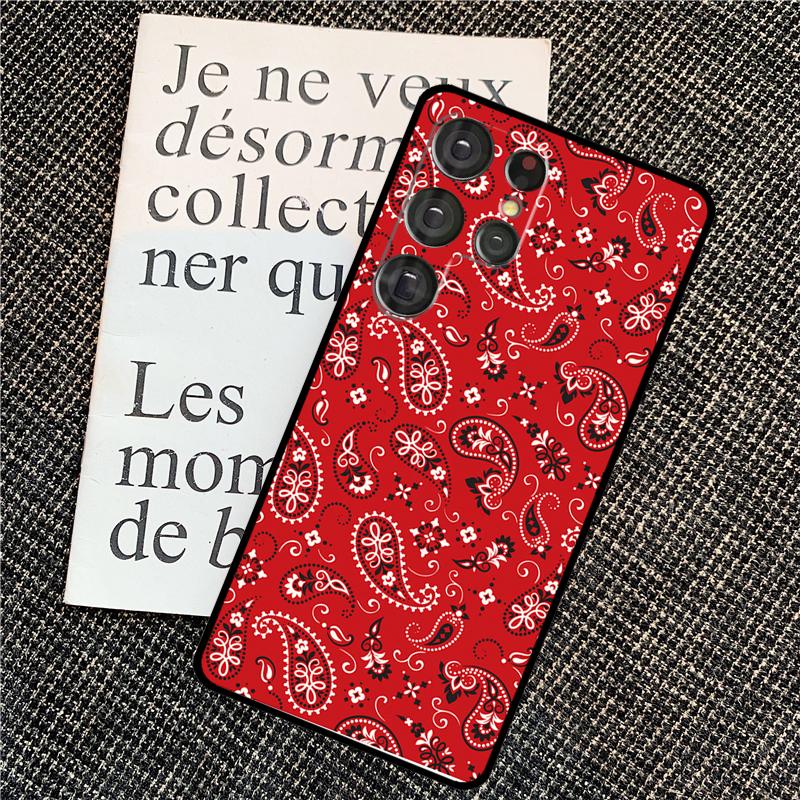 Red Bandana Paisley Case For Samsung Galaxy S25 Ultra S20 S21 S22 S23 S24 Ultra S9 S10 Plus S25 FE Back Cover