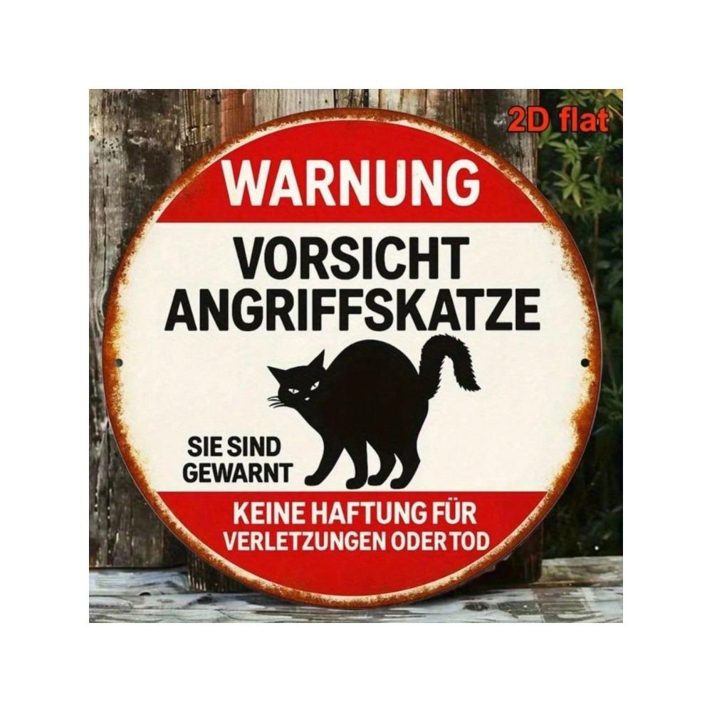 Retro Metal Wall Art Sign Cat Warning Decor
