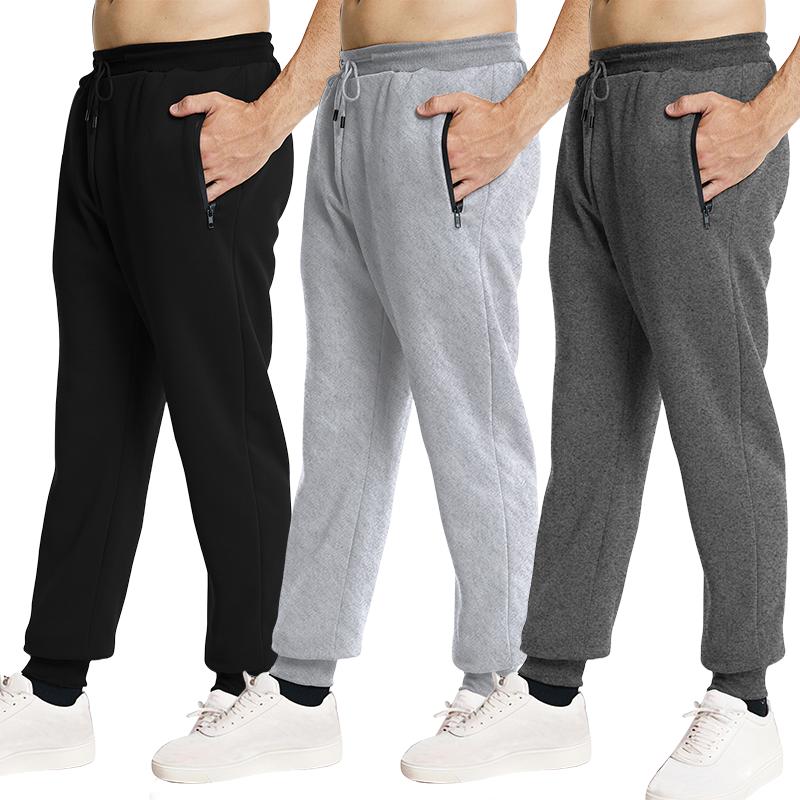Tepláky Boční kapsy na zip Pánské Joggers Tepláky Elastický pas Sportovní ležérní kalhoty Volné Fitness Gym oblečení
