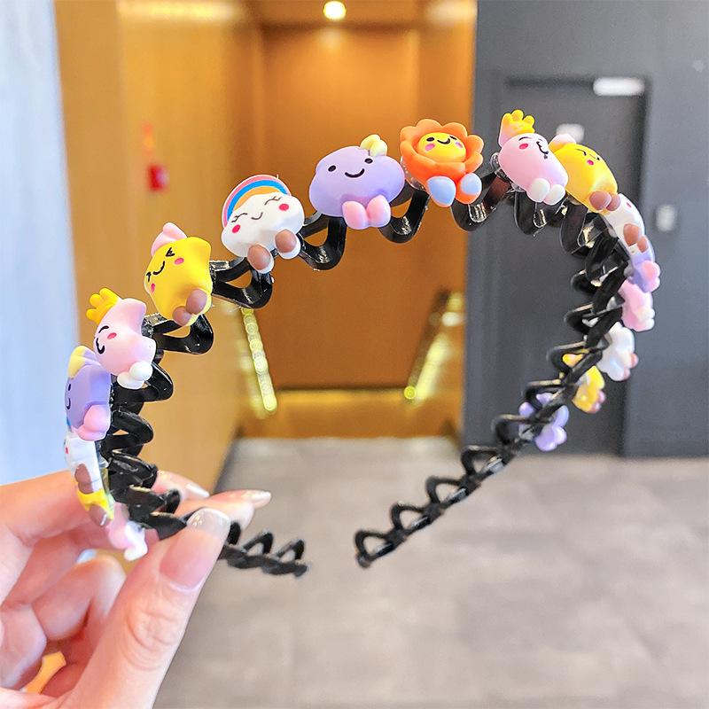 Summer Cartoon Wave Headband Children'S Candy Color Headband Hairpin Bangs Broken Hair Finishing Artifact Girls Hair Accessories Women