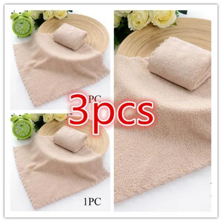 

3 шт. коралловое бархатное полотенце для лица, абсорбент, квадратный носовой платок высокой плотности, чистящие влажные салфетки, носовой платок для быстрой сухой чистки кофейный