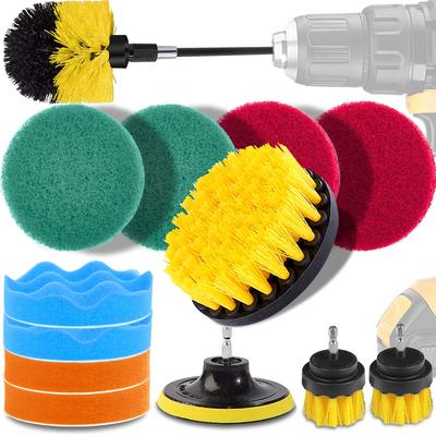 GOH DODD Electric Cleaning Brush Set with Drill and Rotating Extension Rod for Car and More 15-Piece Washing, Toilets, Bathtubs, Bathrooms, Kitchens,