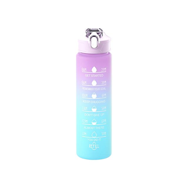 Large Capacity Sports Water Bottle With Straw Portable Handle Heat-resistant Outdoor Frosted Plastic Gradient Color Space Kettle