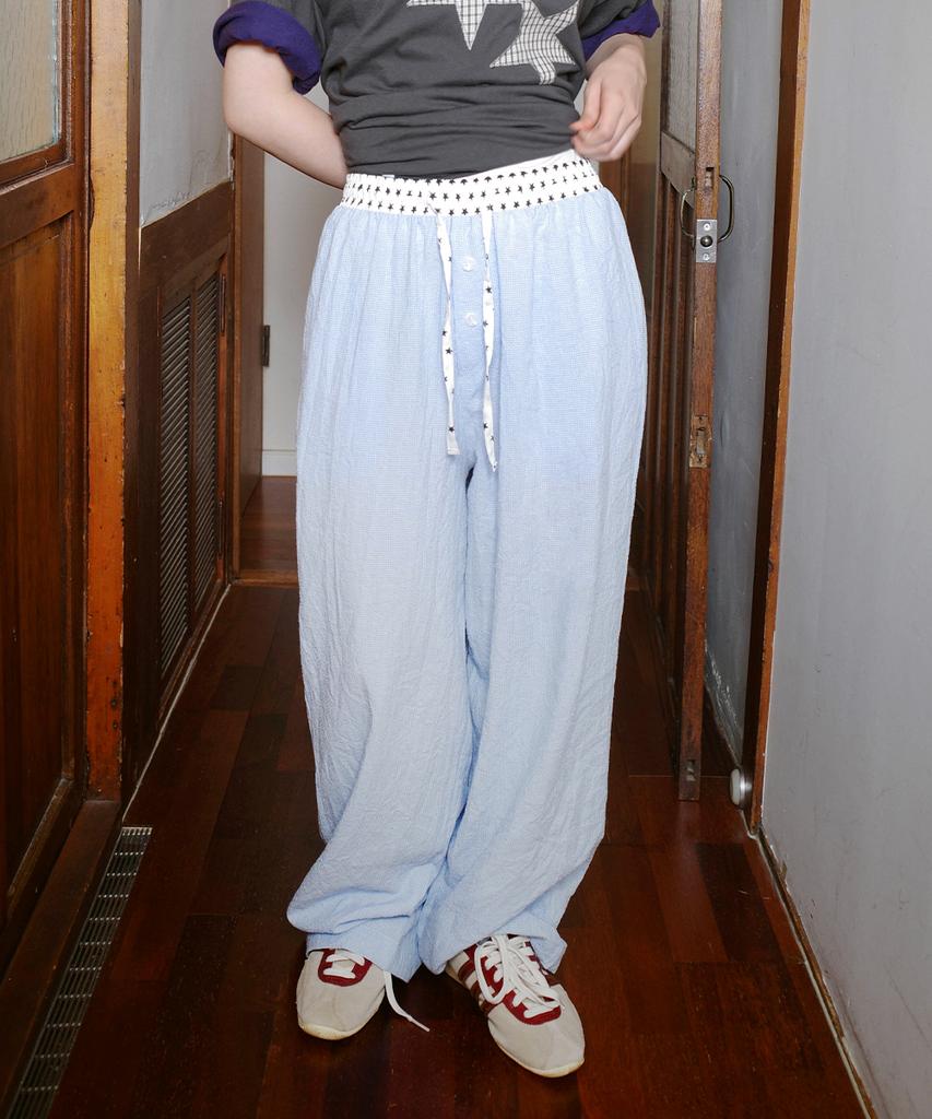 CAVISH W Check Lounge Pants Blue(Cv2Fmfpa59A)