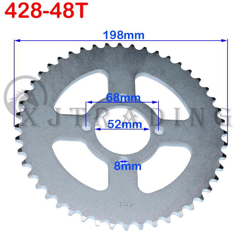 Motorcycle 420/428 Chain 31T/37T/41T/48T 52MM Rear Chain sprocket for Chinese ATV Quad Pit Dirt Bike Motor Moped Accessories
