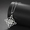 LIKGREAT Witch Knot Pendant Necklace Vintage Rose Flower Necklaces for Women Men Stainless Steel Jewelry Witchcraft Amulet Gift