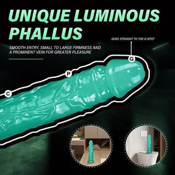 Ny Självlysande Simulerad Phallus Realistisk Kvinnlig Penis med Sugkoppar Överdimensionerad Par Erotiska Sex Vuxenleksaker Manliga Leksaker